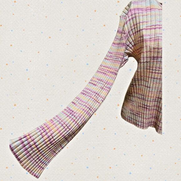💗Sincerely Jules Women’s XL Cropped Space-Dye Multi-Color Ribbed Sweater NWT - Picture 4 of 7